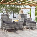 vidaXL 5-delige Bistroset poly rattan en gehard glas grijs, Tuin en Terras, Tuinsets en Loungesets, Verzenden, Nieuw, Rotan