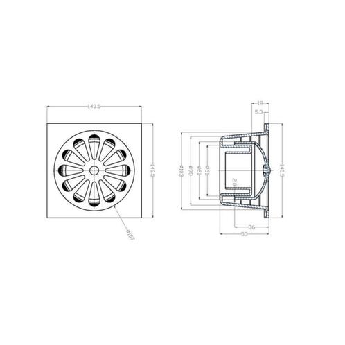 Chroom ABS doucheput 14x14 onder 40mm, Doe-het-zelf en Verbouw, Sanitair, Ophalen of Verzenden