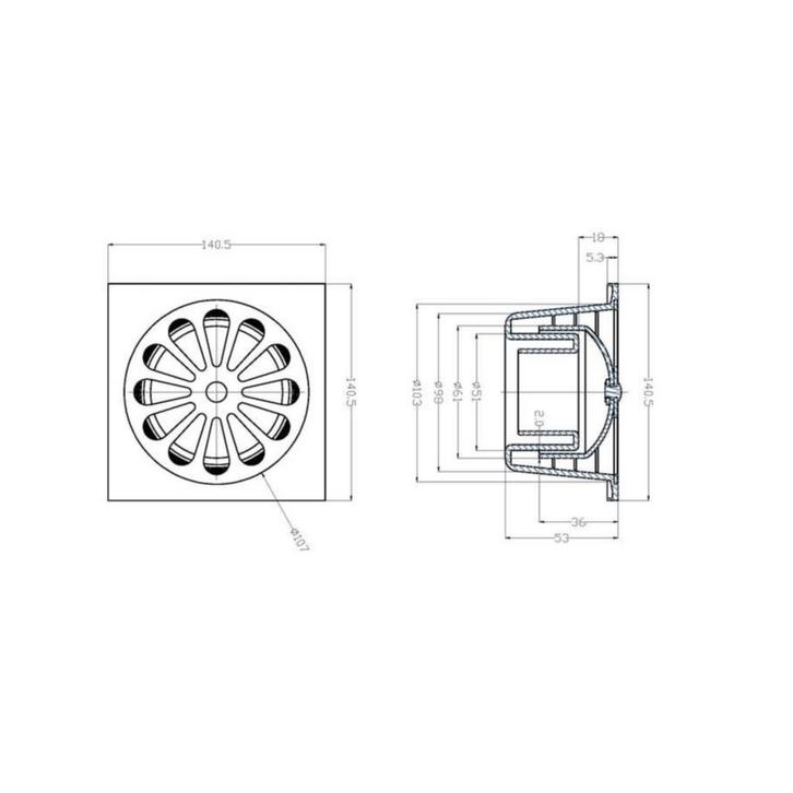 Chroom ABS doucheput 14x14 onder 40mm, Doe-het-zelf en Verbouw, Sanitair, Ophalen of Verzenden