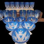 Tafelservies (18) - Blauw en transparant model - Art déco
