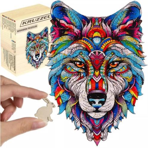 Kruzzel Houten Wolf Puzzel – 170 Stukken – Kleurrijke en, Kinderen en Baby's, Speelgoed | Overig, Nieuw, Ophalen of Verzenden