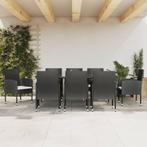 vidaXL 9-delige Tuinset poly rattan en staal zwart, Tuin en Terras, Nieuw, 8 zitplaatsen, Tuinset, Verzenden