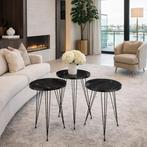 Set: 3 Side Tables Marble look - Bijzettafel - Metal/pb, Huis en Inrichting, Nieuw