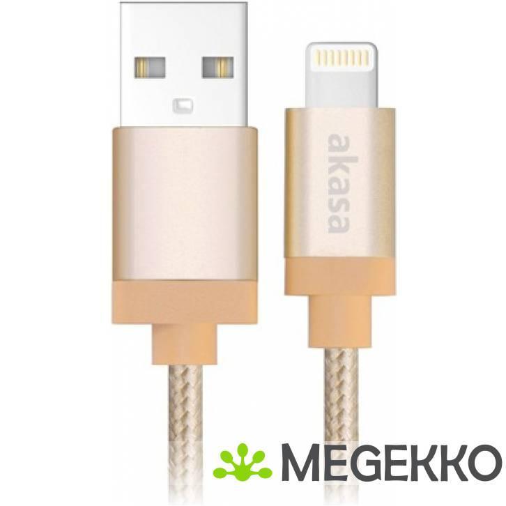 Akasa AK-CBUB31-10GL 1m USB A Lightning Goud USB-kabel, Computers en Software, Overige Computers en Software, Nieuw, Verzenden