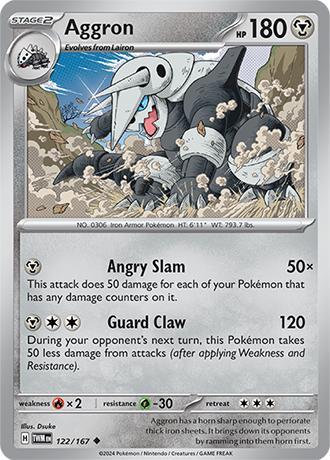 Aggron 122/167 reverse holo Twilight Masquerade, Hobby en Vrije tijd, Verzamelkaartspellen | Pokémon, Losse kaart, Nieuw, Foil