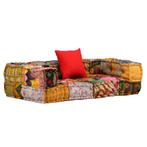 vidaXL Poef tweezits modulair stof patchwork, Verzenden, Nieuw