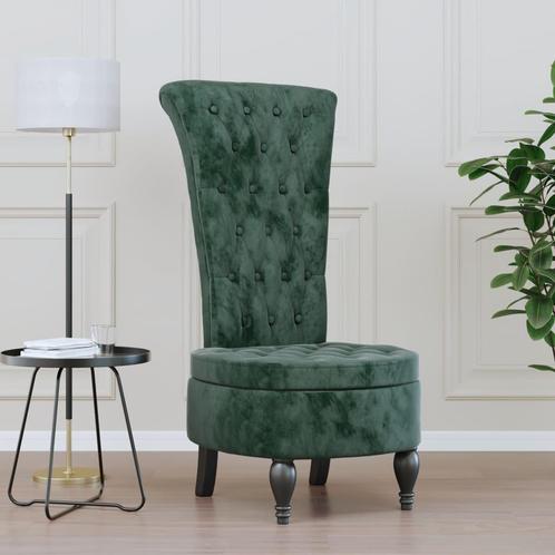vidaXL Stoel hoge rugleuning met knopen fluweel donkergroen, Huis en Inrichting, Fauteuils, Nieuw, Verzenden