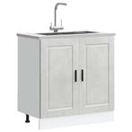 vidaXL Spoelbakonderkast Porto 80x46x81,5 cm bewerkt hout, Huis en Inrichting, Keuken | Keukenelementen, Verzenden, Nieuw, Grijs
