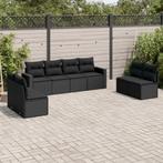 vidaXL 8-delige Loungeset met kussens poly rattan zwart, Verzenden, Nieuw, Rotan, Loungeset