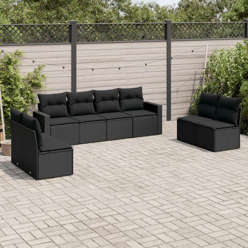 vidaXL 8-delige Loungeset met kussens poly rattan zwart, Tuin en Terras, Tuinsets en Loungesets, Loungeset, Nieuw, Rotan, Verzenden