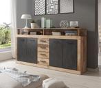 Dressoir Grijs Old wood 190cm Opbergkast, Nieuw, 150 tot 200 cm, 25 tot 50 cm, Modern