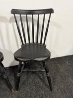Stoel (2) - Hout - Twee zwarte stoelen, Antiek en Kunst