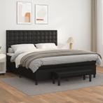 vidaXL Boxspring met matras kunstleer zwart 180x200 cm, Overige materialen, Eenpersoons, Verzenden, Zwart