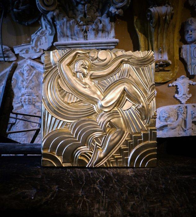 Naar Maurice Picaud - Reliëf, Goud Bas-reliëf Folies Bergère, Antiek en Kunst, Kunst | Designobjecten