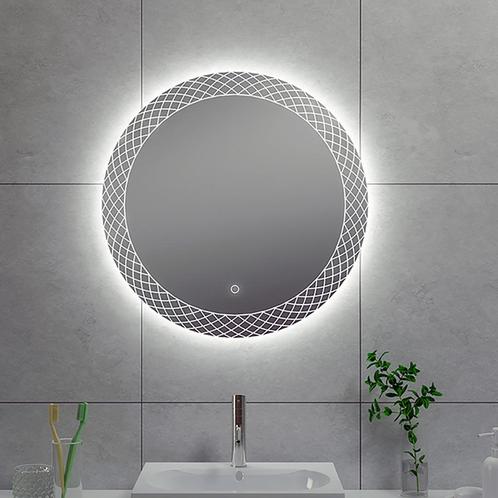 Wiesbaden Deco Spiegel Met LED - Dimbaar - Rond - 60cm, Huis en Inrichting, Woonaccessoires | Spiegels, Nieuw, Ophalen of Verzenden