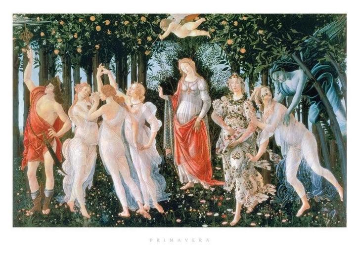 Kunstdruk Sandro Botticelli - Primavera 70x50cm, Huis en Inrichting, Woonaccessoires | Schilderijen, Tekeningen en Foto's, Nieuw