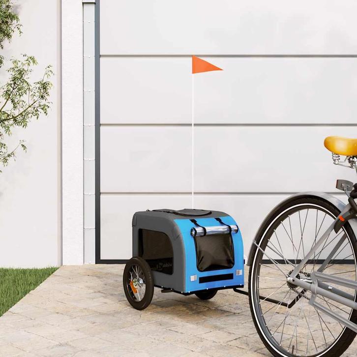 vidaXL Hondenfietstrailer oxford stof en ijzer blauw en, Dieren en Toebehoren, Overige Dieren-accessoires, Nieuw, Verzenden