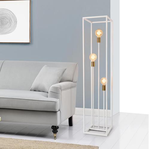 Vloerlamp staande lamp 140x30x30 cm Groningen 3xE27 wit, Huis en Inrichting, Lampen | Vloerlampen, Nieuw, Verzenden