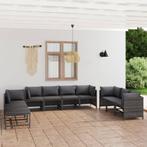 vidaXL 10-delige Loungeset met kussens poly rattan grijs, Verzenden, Nieuw, Rotan, Loungeset