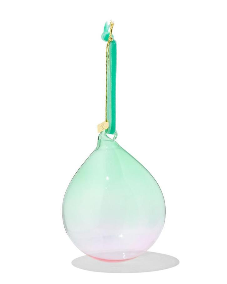 HEMA Kerstbal 8cm glas gradient groen-roze 2+1 gratis, Diversen, Kerst, Nieuw, Verzenden
