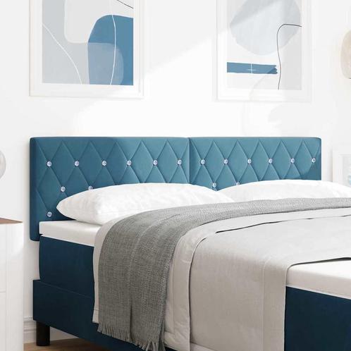vidaXL LED Hoofdbord met Kristalknop in Donkerblauw, 80 cm,, Huis en Inrichting, Slaapkamer | Bedden, Blauw, Nieuw, Stof, Verzenden