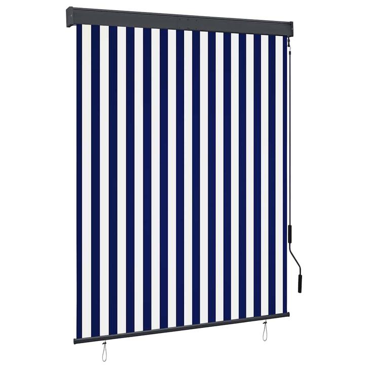 vidaXL Rolgordijn voor buiten 140x250 cm blauw en wit, Huis en Inrichting, Stoffering | Gordijnen en Lamellen, Blauw, Nieuw, Verzenden