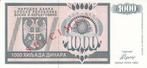 1992 Bosnia Hercegovina P 137s 1000 Dinara Specimen Unc, Postzegels en Munten, Bankbiljetten | Europa | Niet-Eurobiljetten, Verzenden