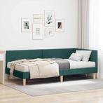 vidaXL Hoekbedframe met Matras Anders met hoofdeinde 2 pcs, Verzenden, Nieuw, Groen, Stof