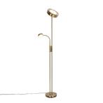 Vloerlamp brons incl. LED en dimmer met leeslamp - Kelso, Huis en Inrichting, Lampen | Vloerlampen, Nieuw, Overige materialen