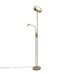 Vloerlamp brons incl. LED en dimmer met leeslamp - Kelso, Nieuw, Overige materialen, 150 tot 200 cm, Retro