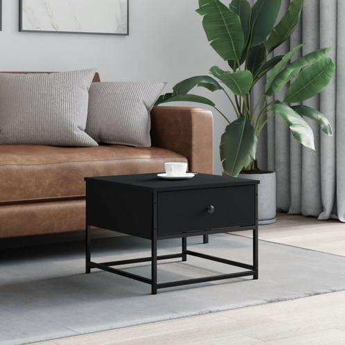 vidaXL Salontafel 51x51x40 cm bewerkt hout zwart, Huis en Inrichting, Tafels | Salontafels, 50 tot 100 cm, Nieuw, Overige houtsoorten
