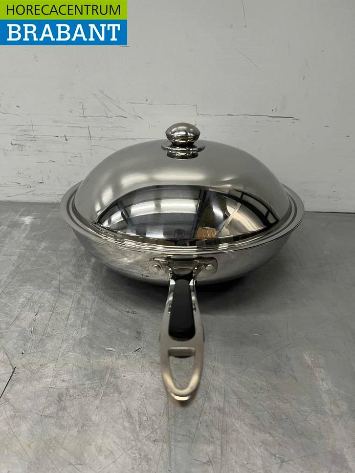 HCB RVS Universele inductie wokpan wok met deksel 36 cm, Zakelijke goederen, Horeca | Keukenapparatuur, Nieuw in verpakking, Ophalen of Verzenden