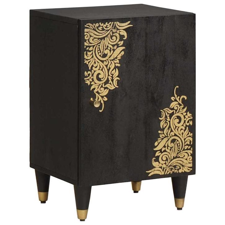 vidaXL Badkamerkast Zwart 38 x 33 x 58 cm Massief Mango Hout, Huis en Inrichting, Tafels | Kaptafels, Nieuw, Verzenden