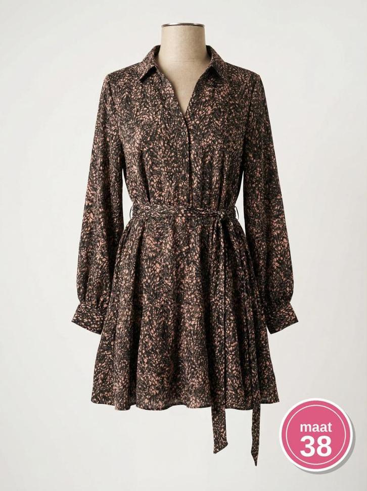 Cotton Club Satin Jules Dress Groen/Zwart/Beige M, Kleding | Dames, Jurken, Boven de knie, Groen, Maat 38/40 (M), Zo goed als nieuw