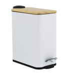 Moderne witte pedaalemmer met bamboe deksel - 5 liter - b..., Ophalen of Verzenden, Nieuw