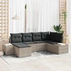 vidaXL Tuin Sofa Set met kussen 6 pcs Lichtgrijs poly rattan, Verzenden, Nieuw, Rotan