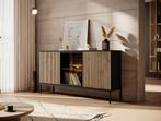 Meubella | Dressoir mat zwart 154x39x83cm met LED, Huis en Inrichting, Kasten | Dressoirs, Verzenden, 150 tot 200 cm, Nieuw, Modern