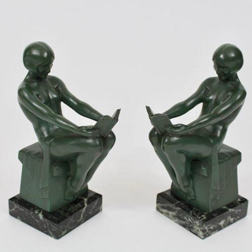 Max Le Verrier - Boekensteunen (2) - Lezende vrouwen -, Antiek en Kunst, Antiek | Meubels | Stoelen en Banken