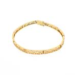 Gouden fantasie schakel armband; Meander | 17,5 cm, Sieraden, Tassen en Uiterlijk, Armbanden, Ophalen of Verzenden, Gebruikt, Overige kleuren