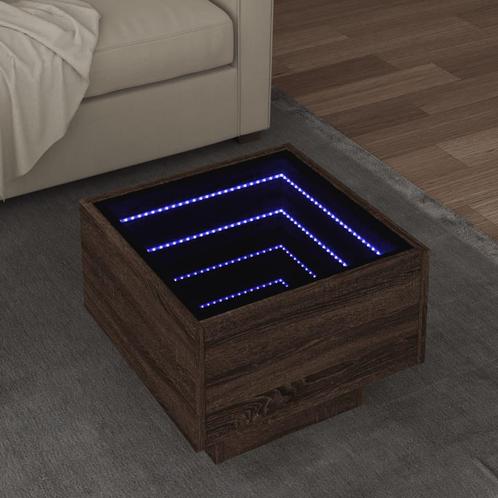 vidaXL Bijzettafel met LED 40x40x30 cm bewerkt hout bruin, Huis en Inrichting, Tafels | Salontafels, 50 tot 100 cm, Nieuw, Overige houtsoorten