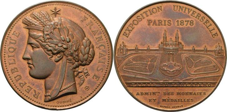 Brons medaille 1878 Ausstellungen, Postzegels en Munten, Penningen en Medailles, Verzenden
