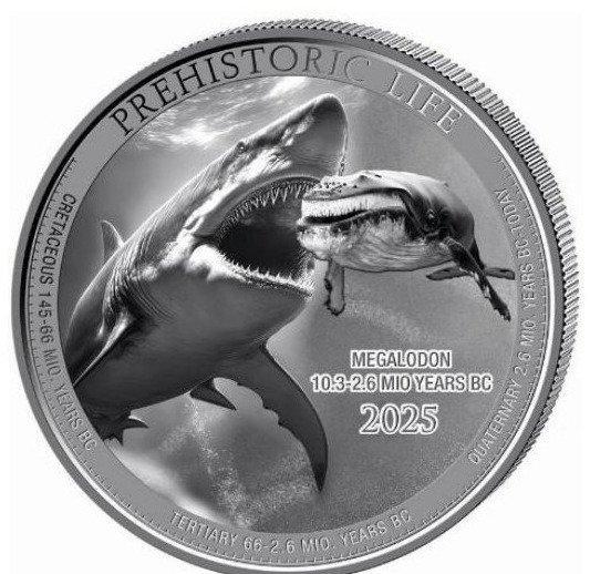 Congo. 20 Francs 2025 – Prehistoric II: Megalodon – 1 oz, Postzegels en Munten, Munten | Europa | Niet-Euromunten