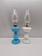 Olielamp (2) - Opaline glas - paar antieke lampen