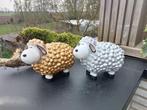 Beeld, set of 2 colorful lambs - 17 cm - polyresin