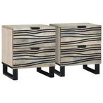 vidaXL Nachtkastje met lade 2 pcs Wit en zwart 40 x 33 x 46, Minder dan 45 cm, Verzenden, Nieuw, Minder dan 55 cm
