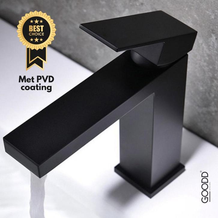Nieuw Wastafelkraan Zwart met PVD coating Mengkraan Kraan, Doe-het-zelf en Verbouw, Sanitair, Kraan, Nieuw, Rvs, Ophalen of Verzenden
