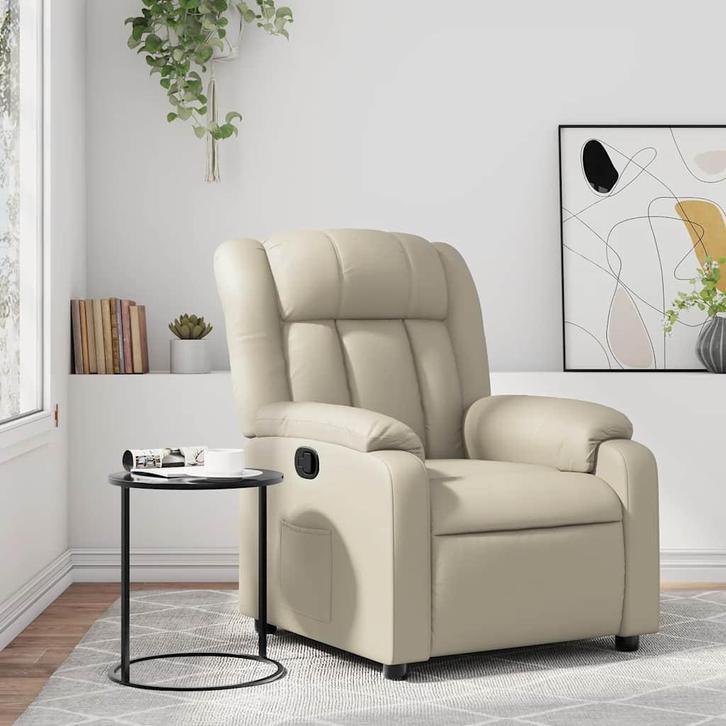 vidaXL Fauteuil verstelbaar kunstleer crèmekleurig, Huis en Inrichting, Fauteuils, Nieuw, Verzenden