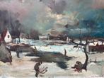 Constant Lambrecht (1915-1993) - Geanimeerd winterlandschap, Antiek en Kunst, Kunst | Schilderijen | Klassiek