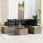 vidaXL 5-delige Loungebank Set met Kussens Grijs Poly Rattan, Tuin en Terras, Tuinsets en Loungesets, Verzenden, Nieuw, Rotan