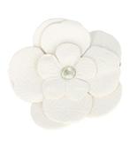 Haarspeld Duckklem Broche Bloem Leder Look 6,5cm Wit, Verzenden, Nieuw